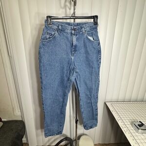 Lee Original Jeans Women's Size 31 1/2 29 Blue Denim High Waisted Mom Jeans